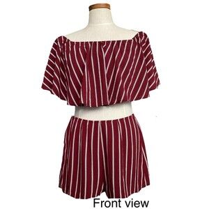 Show Me Your Mumu 2 Piece Set S Ruffle Top & Shorts ‘Seventies Stripe’ Small